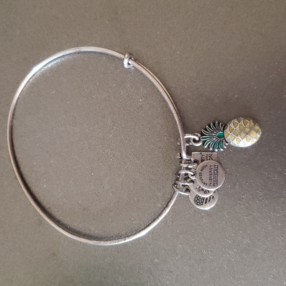 Alex and Ani Silver Bracelet with Pineapple Charm